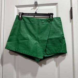 Free People Leather Green Skort